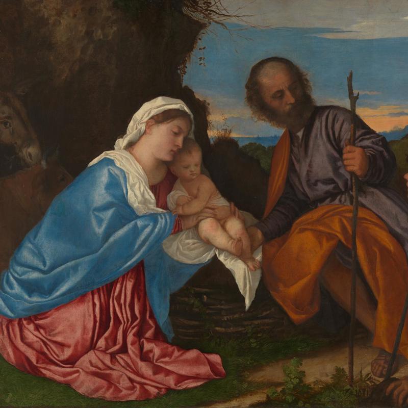 The Holy Family with a Shepherd